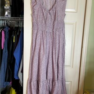 Floral Midi Dress in Lilac Purple